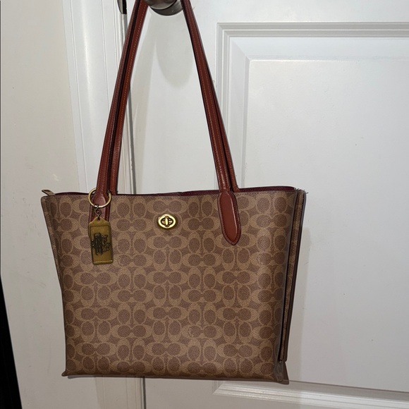 Coach Handbags - Authentic Coach Willow Brown Signature Tote Bag